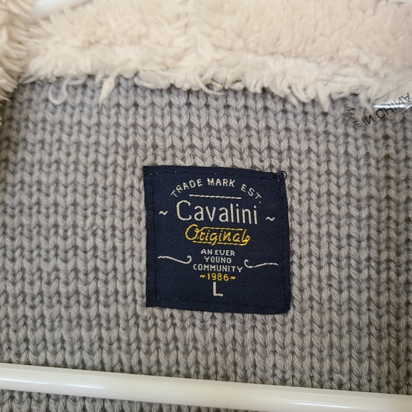 Cavalini Faux Suede & Fur Large Gray Open Jacket - Picture 2 of 4